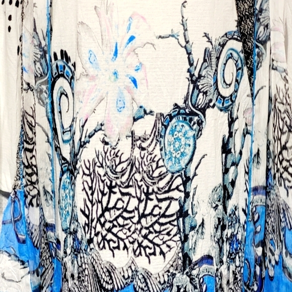 90s VTG Art to Wear Cheetah Crochet Floral Flowy Layered Blouse Cardigan XL - Picture 5 of 9